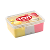 "TOP TRIO YOGHURT PINEAPPLE RASPBERRY” Two-layered milk ice cream with yoghurt flavor and fruit with raspberry flavor, with pineapple sherbet 400 g